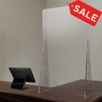 Flash Furniture BR-ASLF-2442-GG Acrylic Free-Standing Register Shield / Sneeze Guard, 24